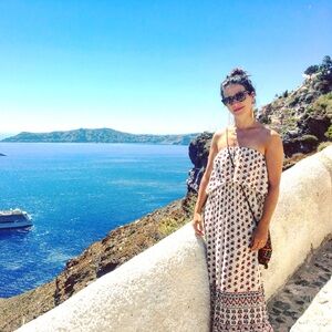 Indian Block Print Maxi Dress - Red and White